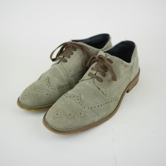 JOSEPH ABBOUD Men\'s 8 - Gray suede leather oxfords lace up embossed dress shoes main image 4